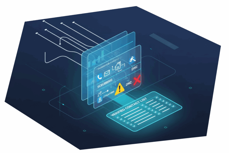 Real estate marketing funnel: illustrating how BatchData reduces acquisition costs through precision filtering and automated lead triggers.