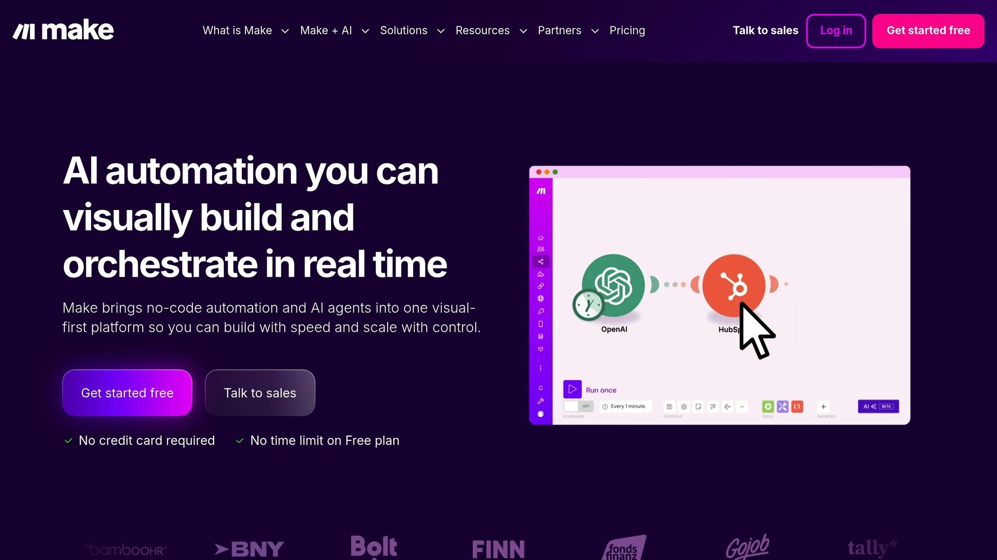 Make.com interface showcasing no-code automation tools for real estate lead management, featuring options for integrating property data and APIs, relevant to BatchData's services at www.batchdata.io.