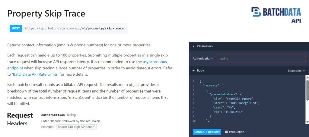 Property Skip trace API